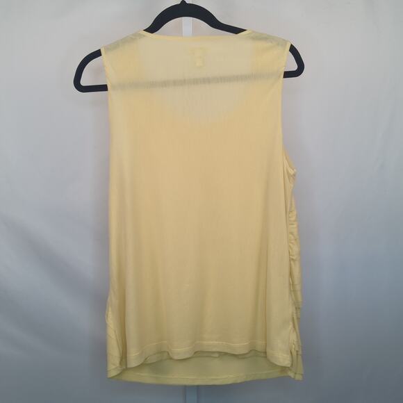 Chico’s Yellow Scoop Neck Tank Top Womens Size 16 Ruffle Layered Sleeveless - Picture 9 of 10